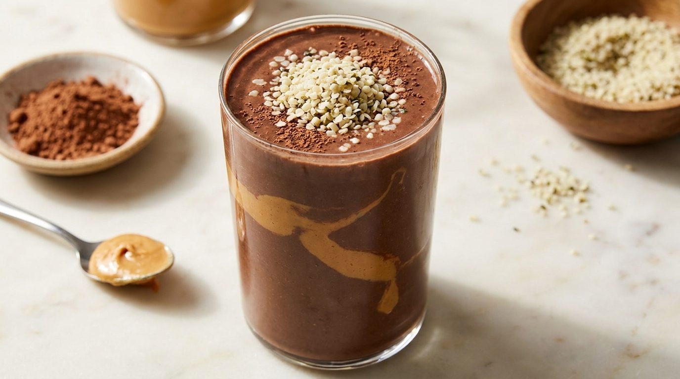 5-Minute Chocolate Peanut Butter Hemp Smoothie (No Banana Needed)